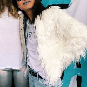 Sold - White shaggy faux fur coat